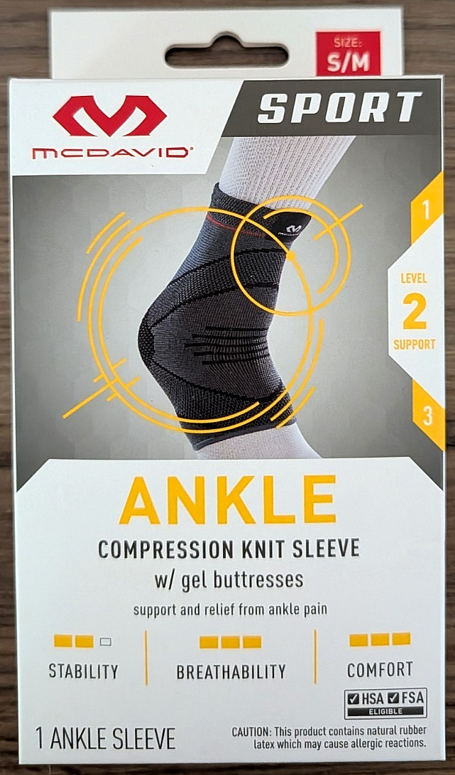 McDavid Sport Ankle Compression Knit Sleeve w/Gel Buttress Support Small/Medium