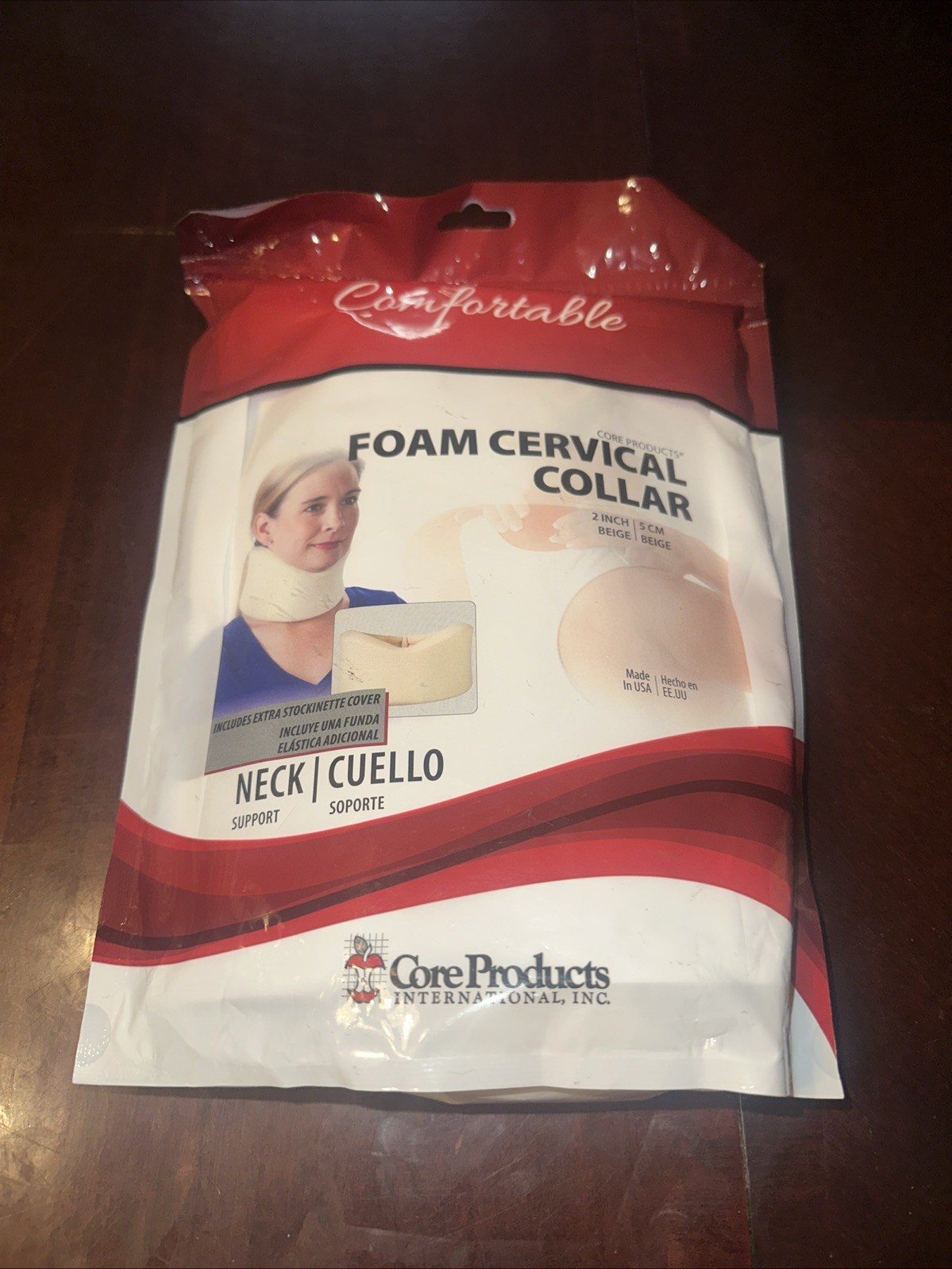 Chronic Neck Pain Relief – Beige Foam Cervical Collar, Adjustable Size Small