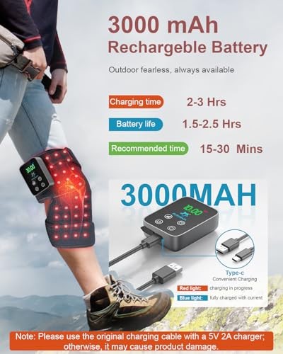 ASTAREXIN 72 LED RED LIGHT THERAPY KNEE BRACE 3000MAH RECHARGEABLE – BLACK