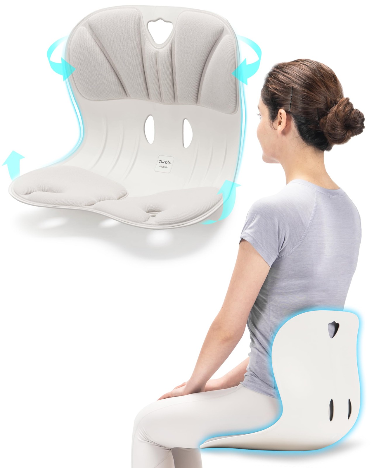 Curble Wider Ergonomic Desk Chair Seat Cushion, Everyday Passive Posture