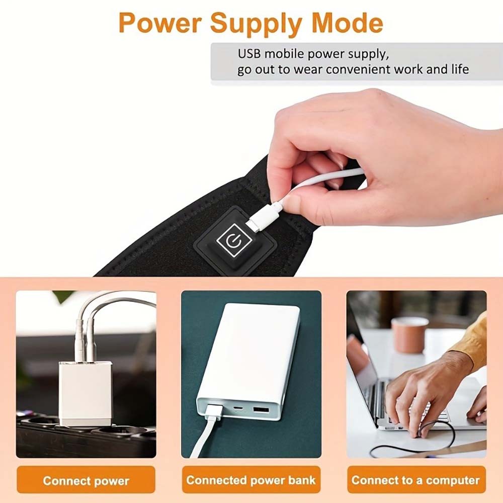 USB Heated Wrist Support Brace Adjustable Thermal Wrap for Sports and Daily Use