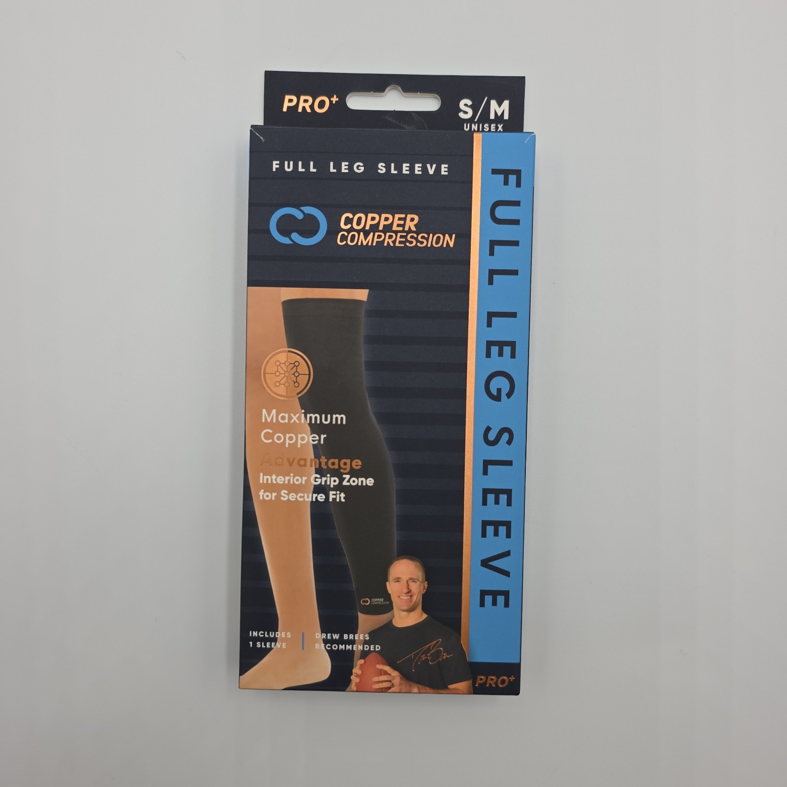 Copper Compression Pro+ Full Leg Sleeve Black Size S/M ( 2 Sleeves Total)