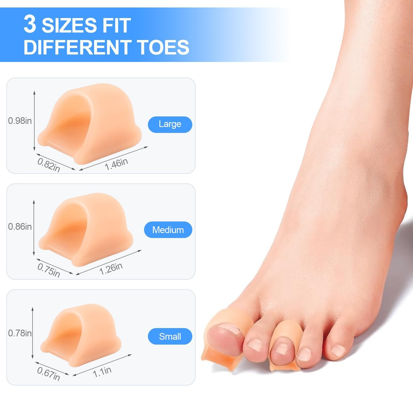 Hammer Toe Corrector, 6 Pack Toe Spacers, Toe Straighteners for Curled Toes, …
