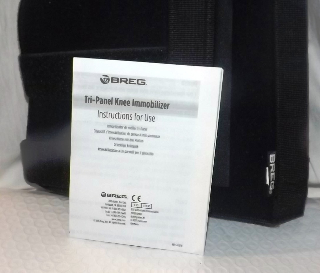 BREG Tri-Panel Knee Immobilizer 16″ Black Instructions Included Used Once