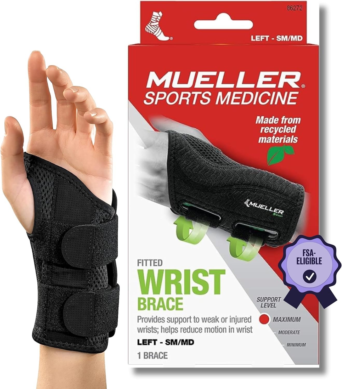 Adjustable Lightweight Wrist Brace for Arthritis and Carpal Tunnel Relief, S/M
