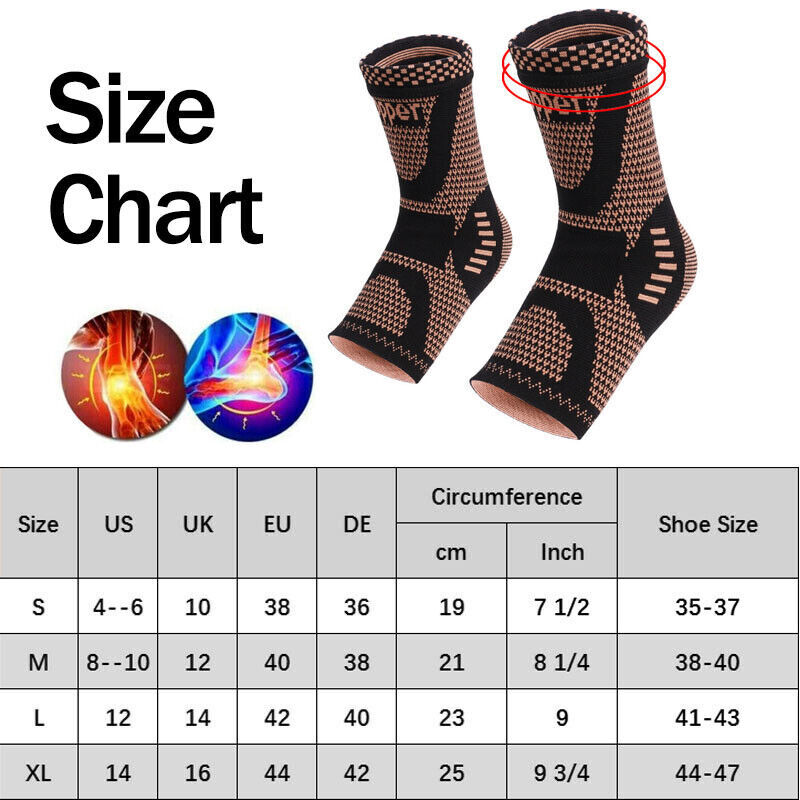 Copper Infused Ankle Support Compression Sleeve for Pain Relief Sprained Ankle–