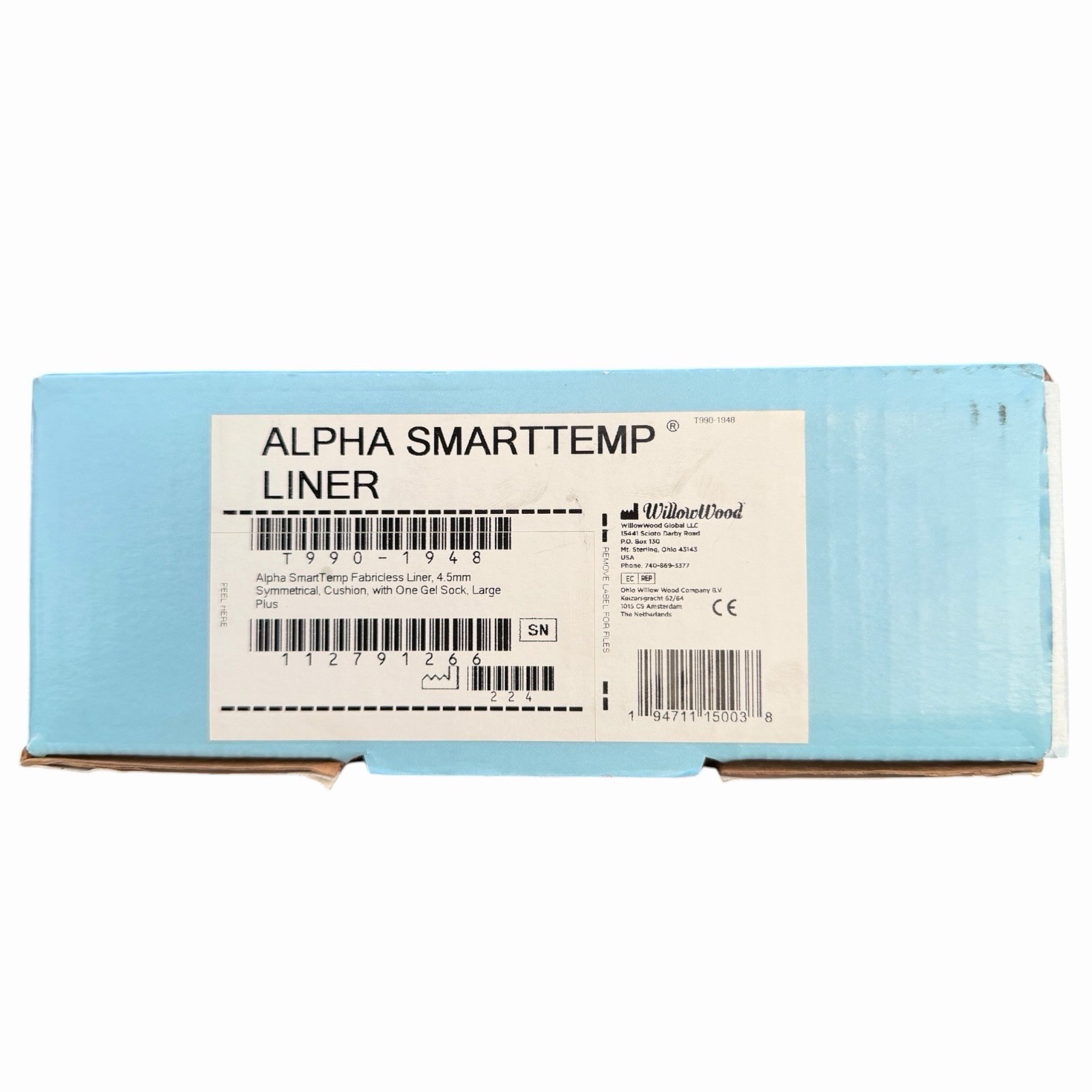 WillowWood Alpha SmartTemp Fabricless Liner 4.5mm w/ One Gel Sock Large Plus