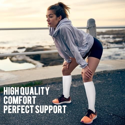 Copper Compression Socks Men & Women 4 Pairs,Best Large-X-Large A2 – White