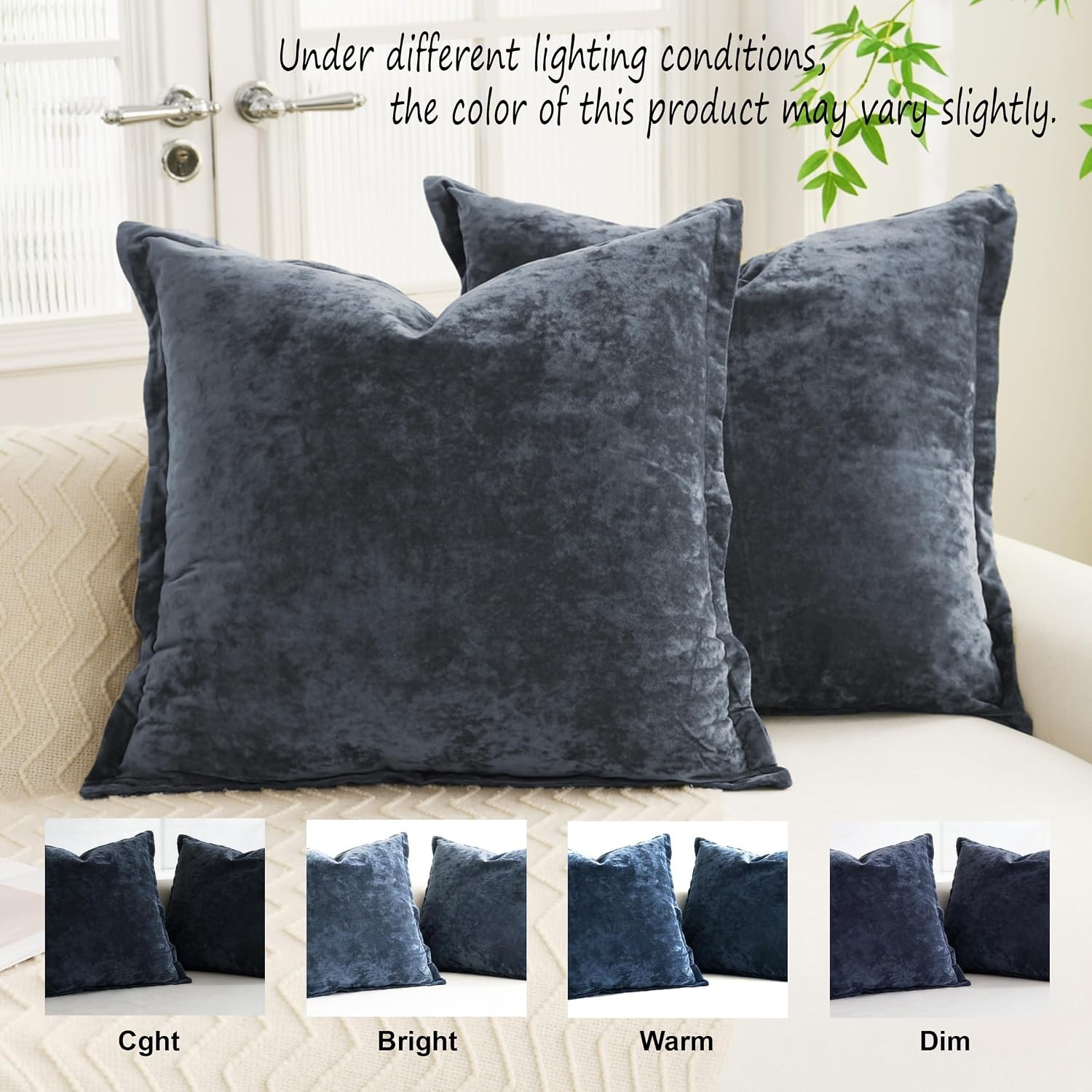 Greek Velvet Euro Sham Covers Set of 2 26×26 Luxury Soft Solid Pillow Covers for