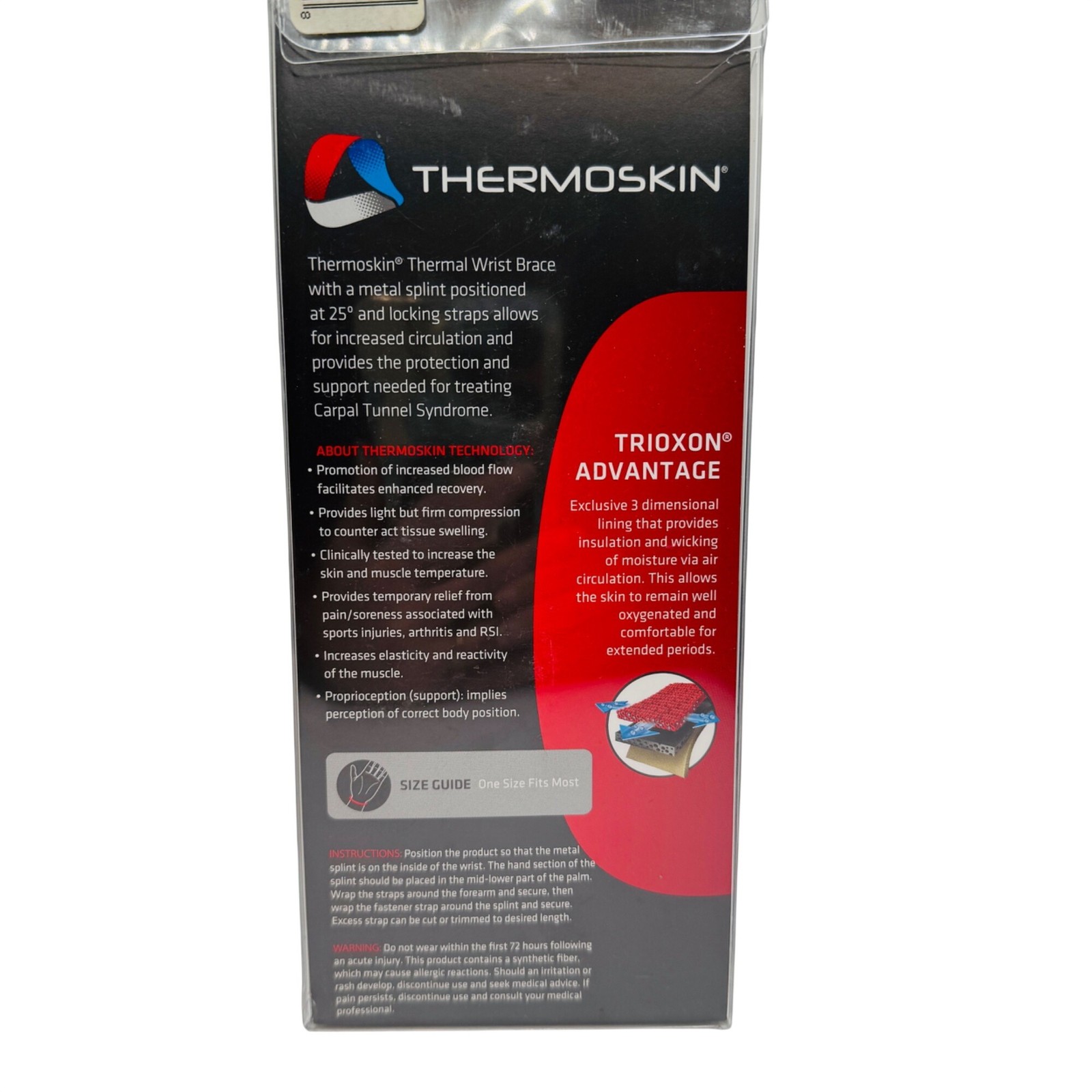 Thermoskin Thermal Adjustable Wrist Brace For RSI & Carpal Tunnel Right Hand One