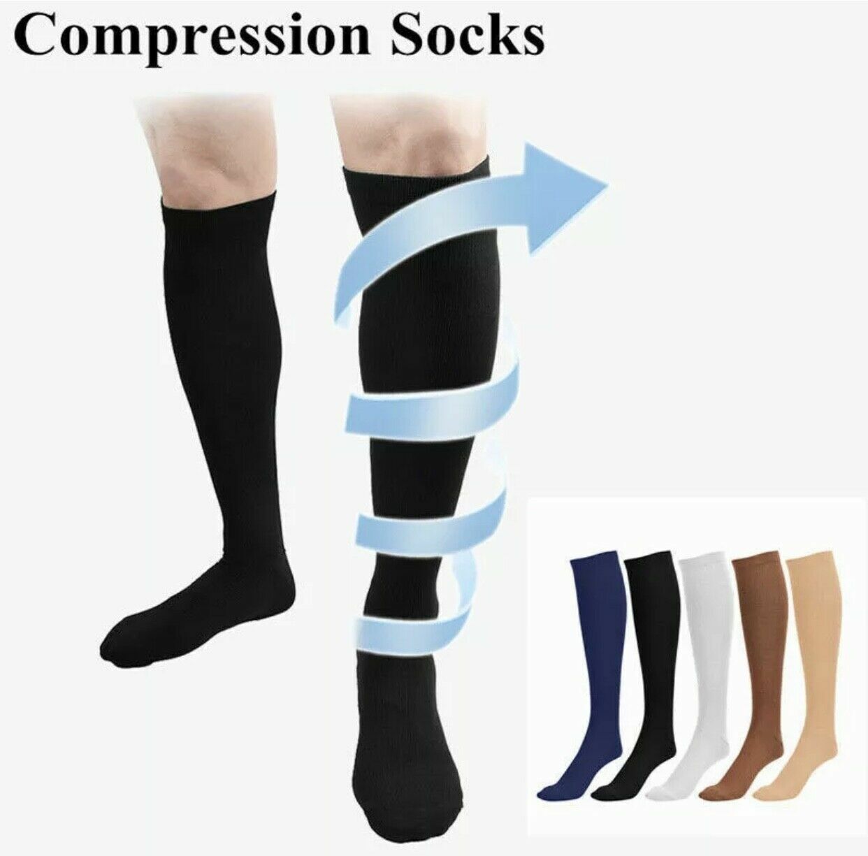 Compression Socks Stockings Womens Mens Knee High Medical 20-30 mmHG XXL