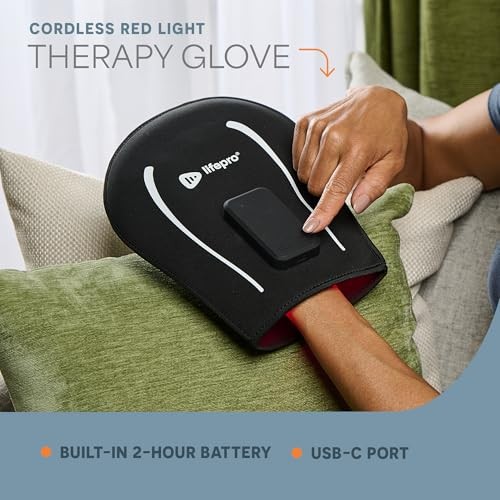 BLACK – LIFEPRO RED LIGHT THERAPY CORDLESS GLOVE & FOOT WRAP DUAL WAVELENGTHS