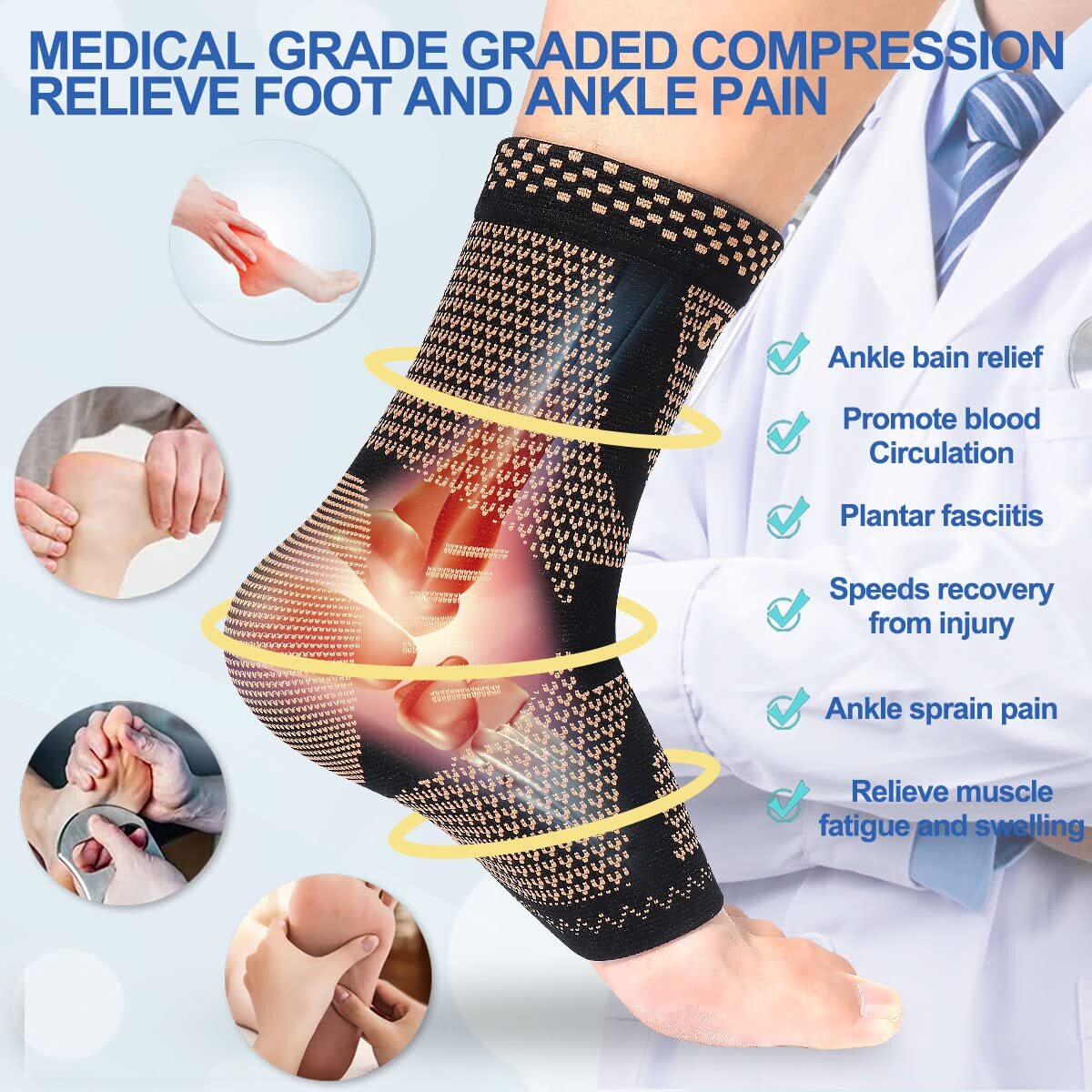Ankle Compression Socks Compression Arch Foot Sleeves Ankle Support Open-Toe Gym