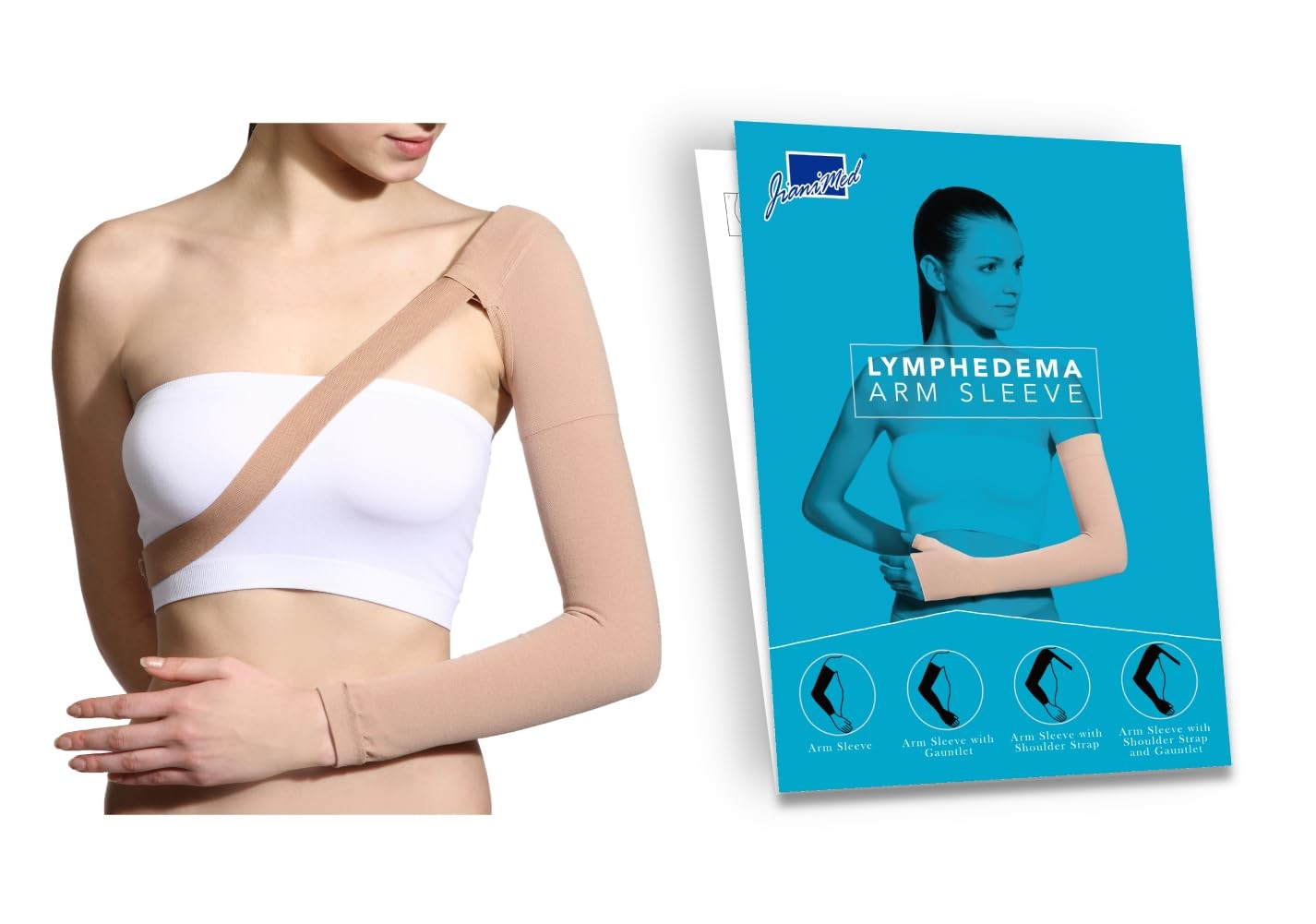 Lymphedema Arm Sleeve with Shoulder Strap–Graduated Compression, 20-30, Circu…