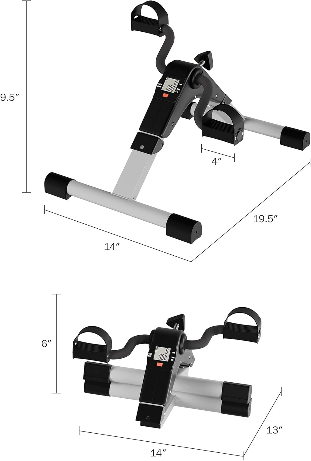 Under Desk Bike Pedal Exerciser with Calorie Tracker and Adjustable Gray