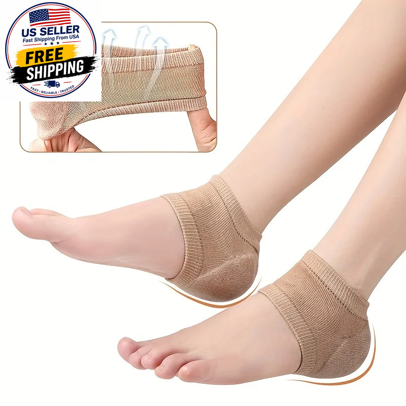 Gel Heel Protector Sleeve Silicone Heel Pads Heel Cups Plantar Fasciitis Support