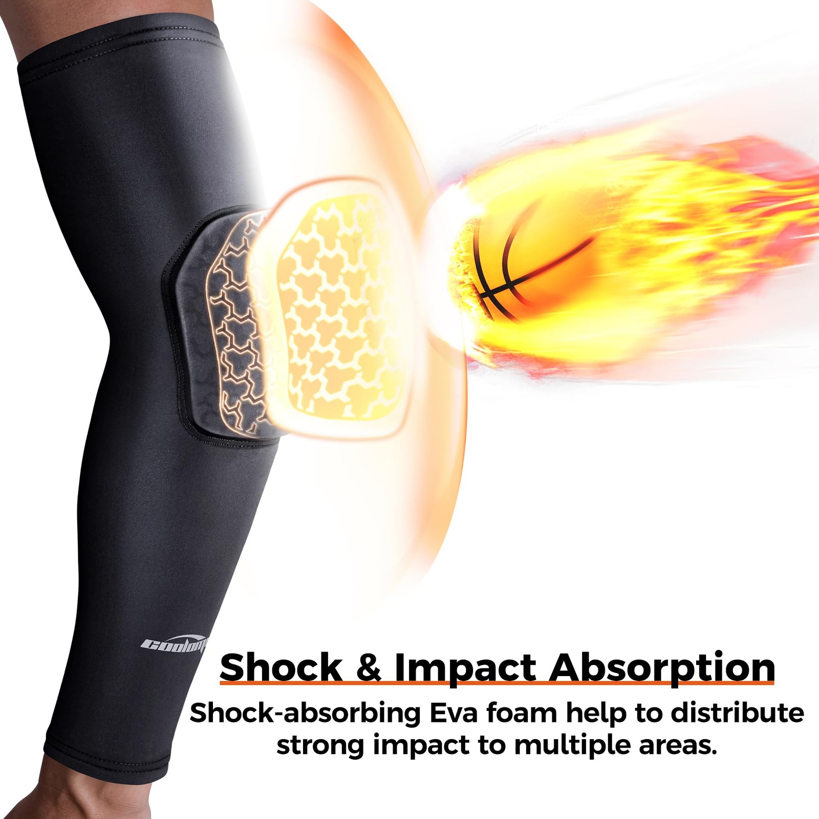 COOLOMG compression arm sleeves with elbow pad for Small, New Black