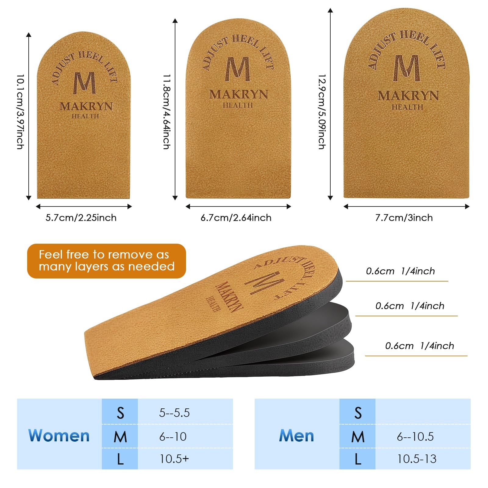 Makryn Black Heel Lifts Medium 2 Pairs