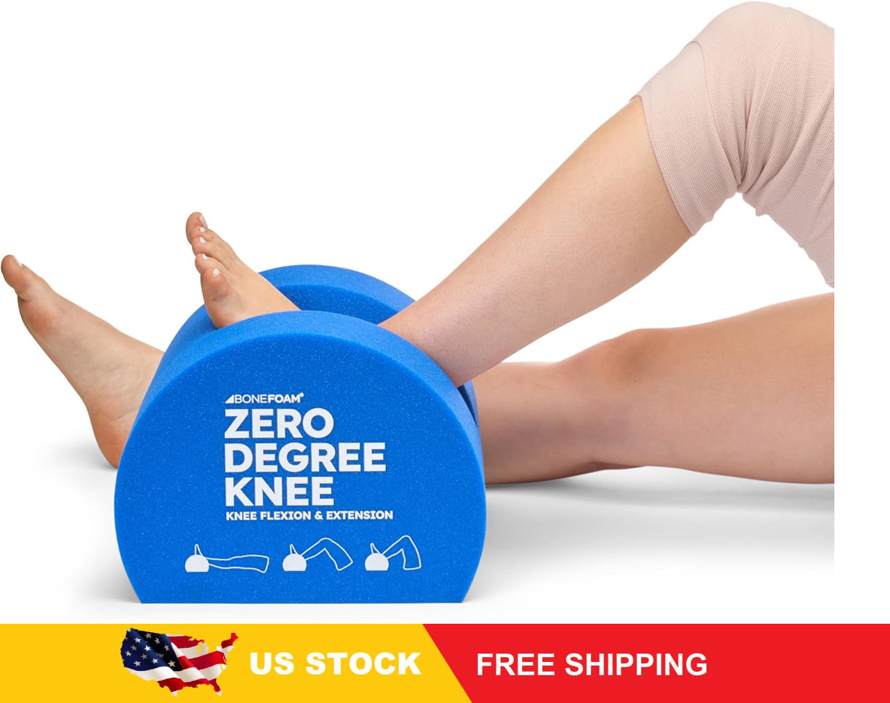 BoneFoam Zero Degree Knee Rehab Support, Improves Extension & Mobility, USA
