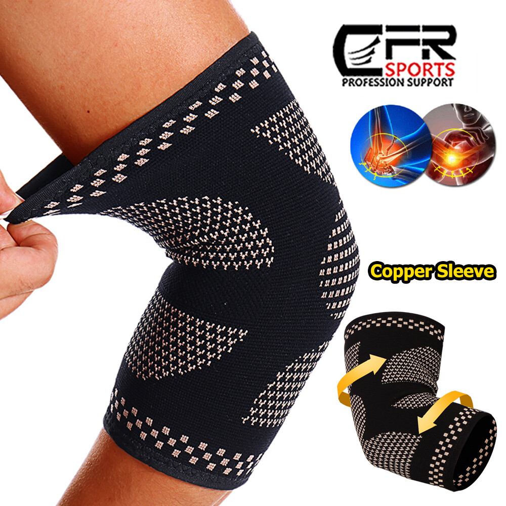 Copper Elbow Brace Support Compression Sleeve Arthritis Joint Pain Band Workout