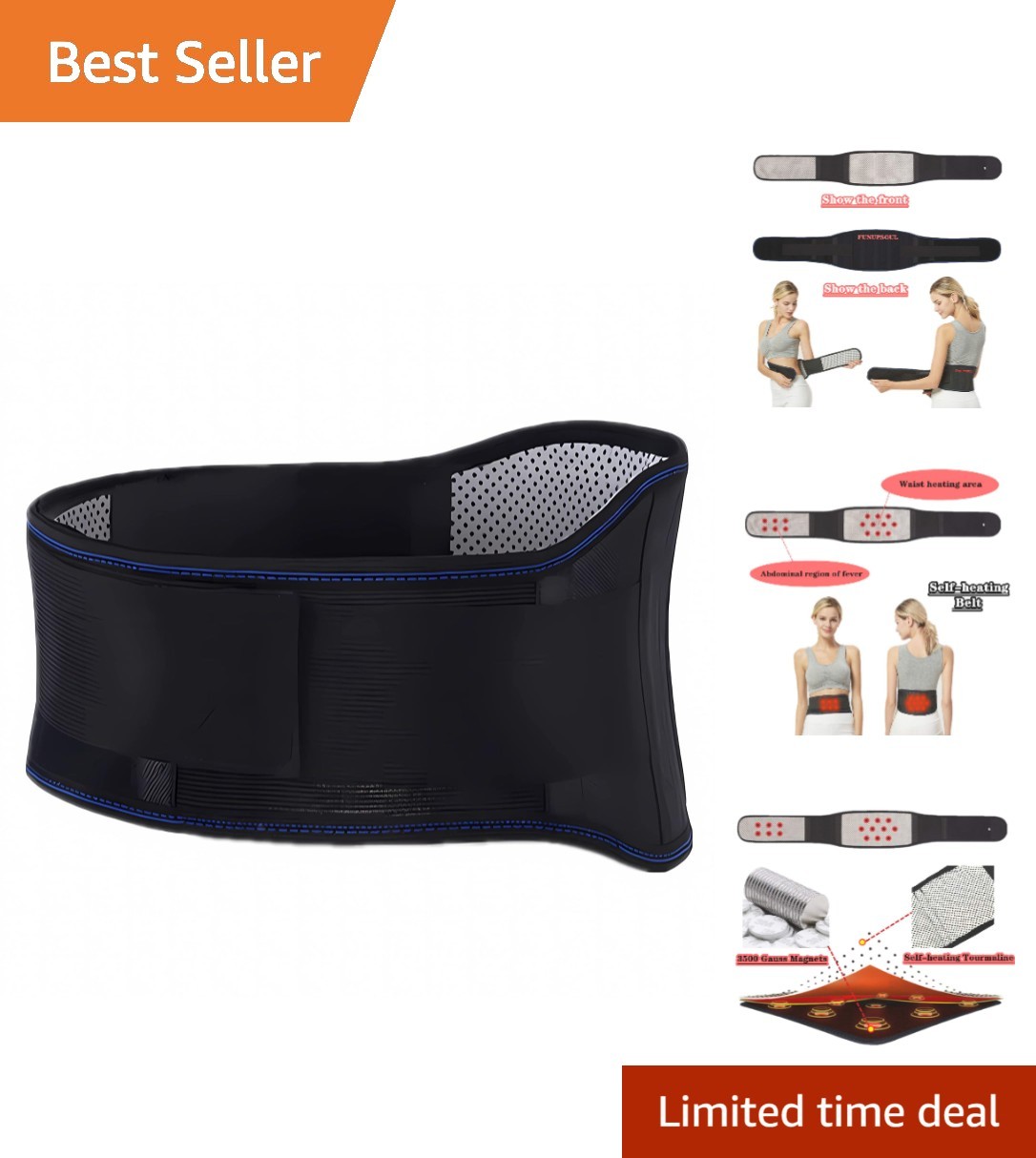 Self-Heating Lower Back Brace for Herniated Discs – Comfortable & Adjustable XL