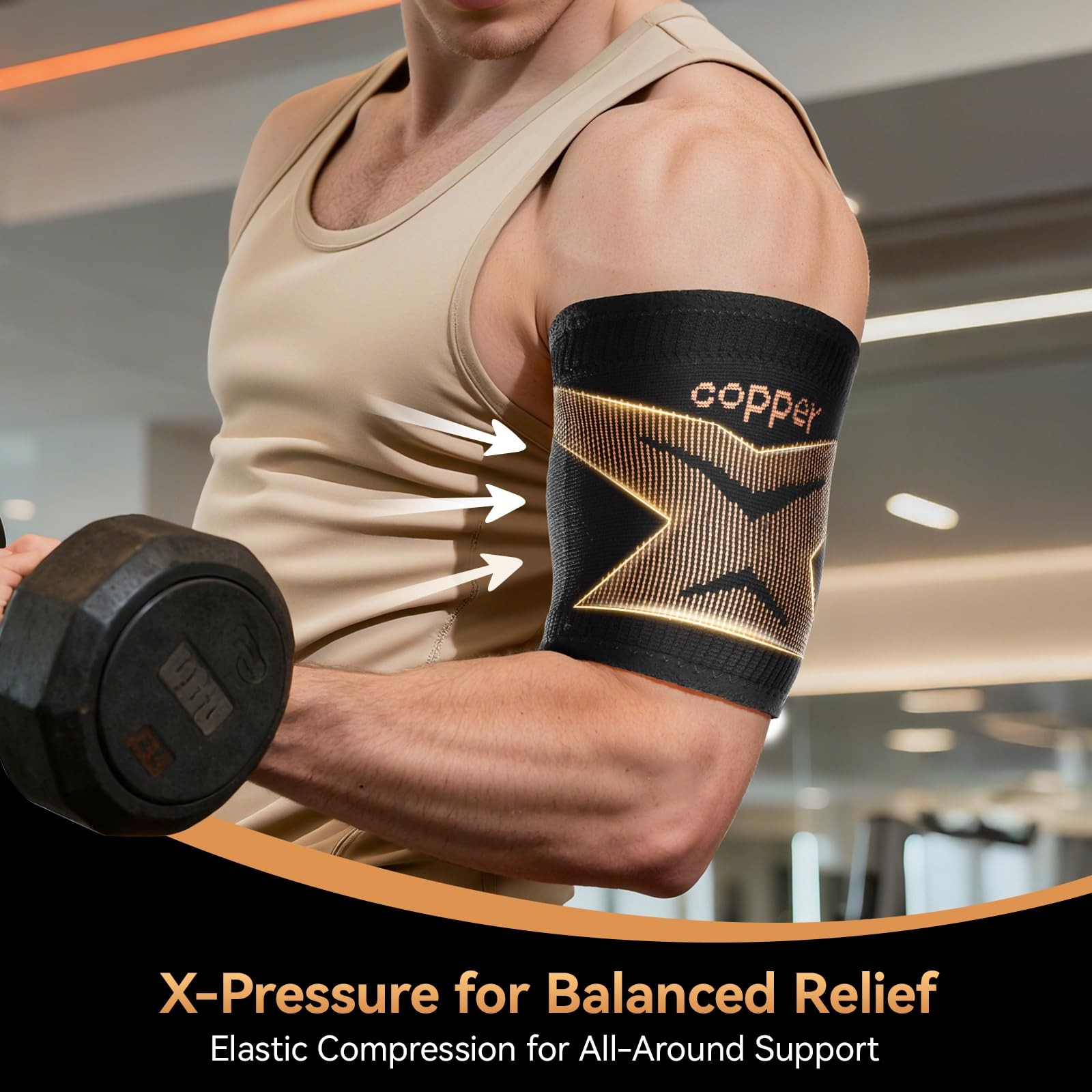 Copper-Infused Bicep Tendonitis Brace 1 Pair [Medical-Grade Compression ï¼† U…