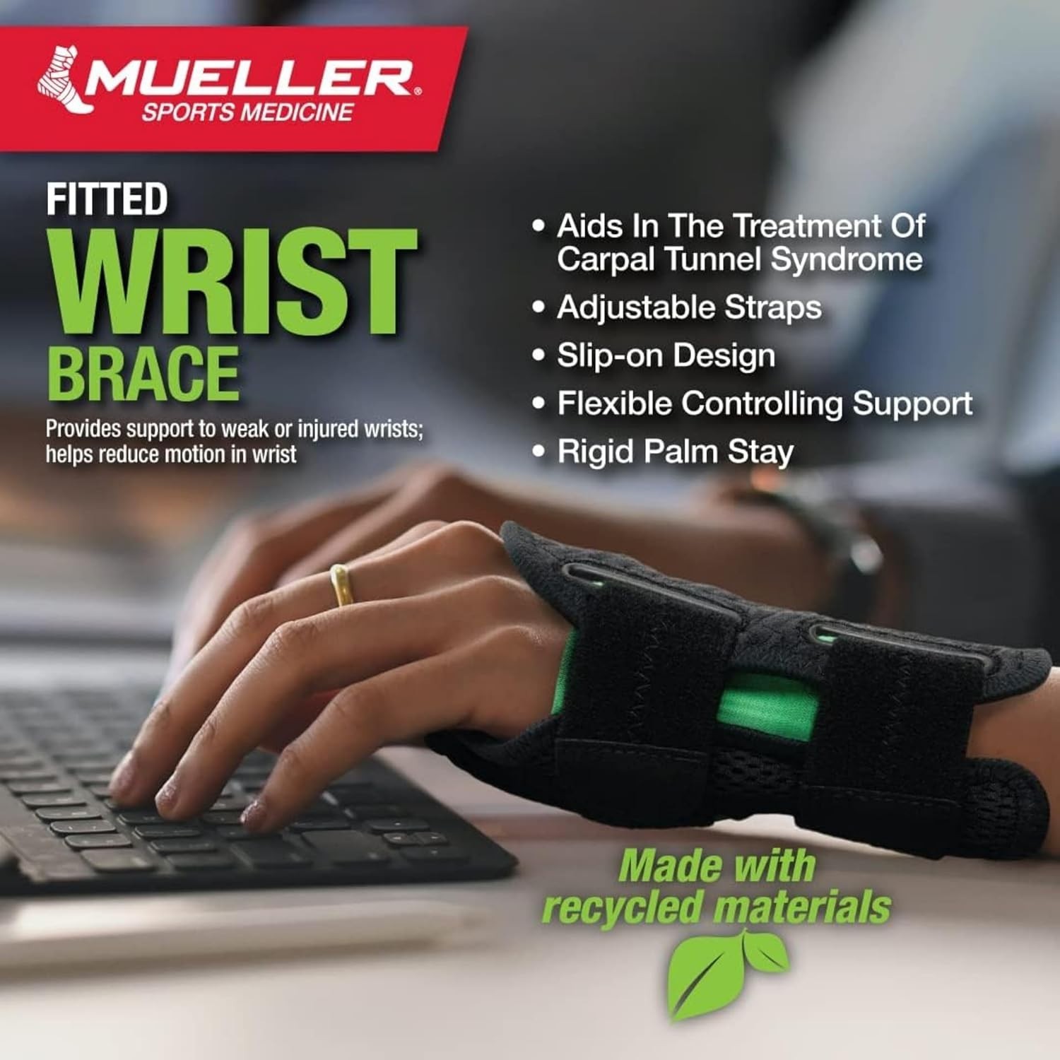Adjustable Lightweight Wrist Brace for Arthritis and Carpal Tunnel Relief, S/M