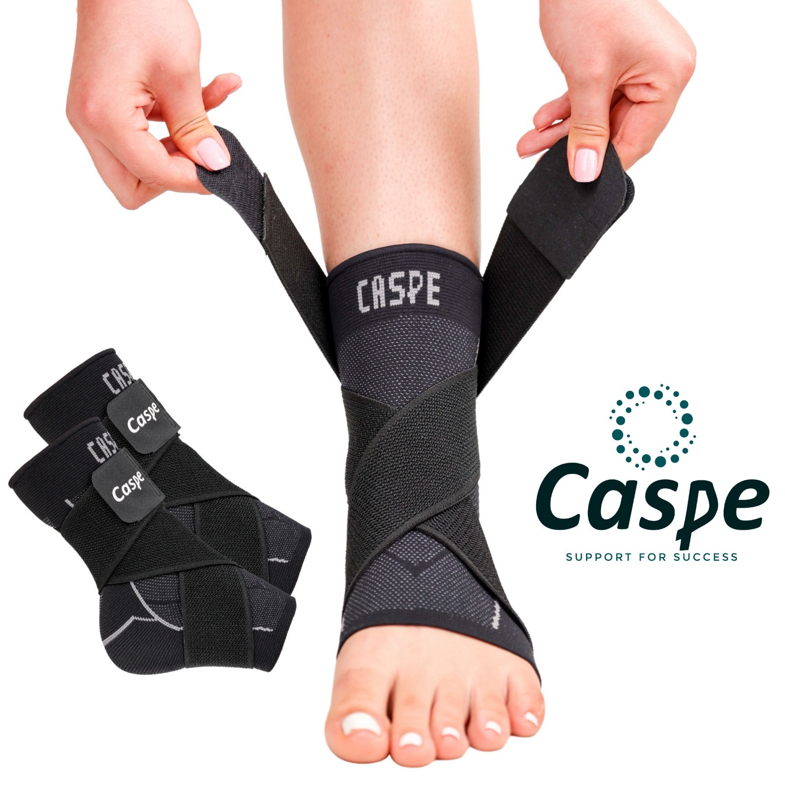Caspe 2 Ankle Support Brace Stabilizer Compression Sleeve Socks Foot Pain Relief