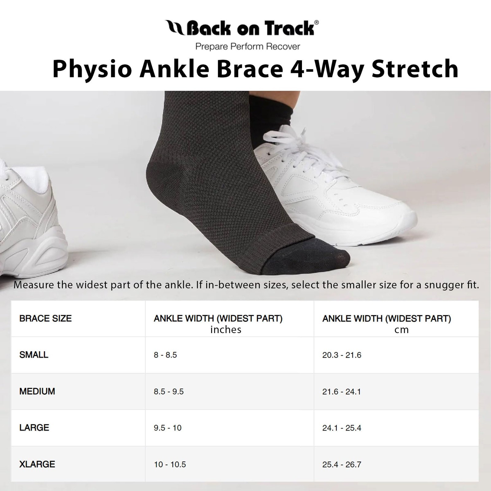 Back on Track Physio Ankle Brace 4-Way Stretch 1407 with Medium, Black