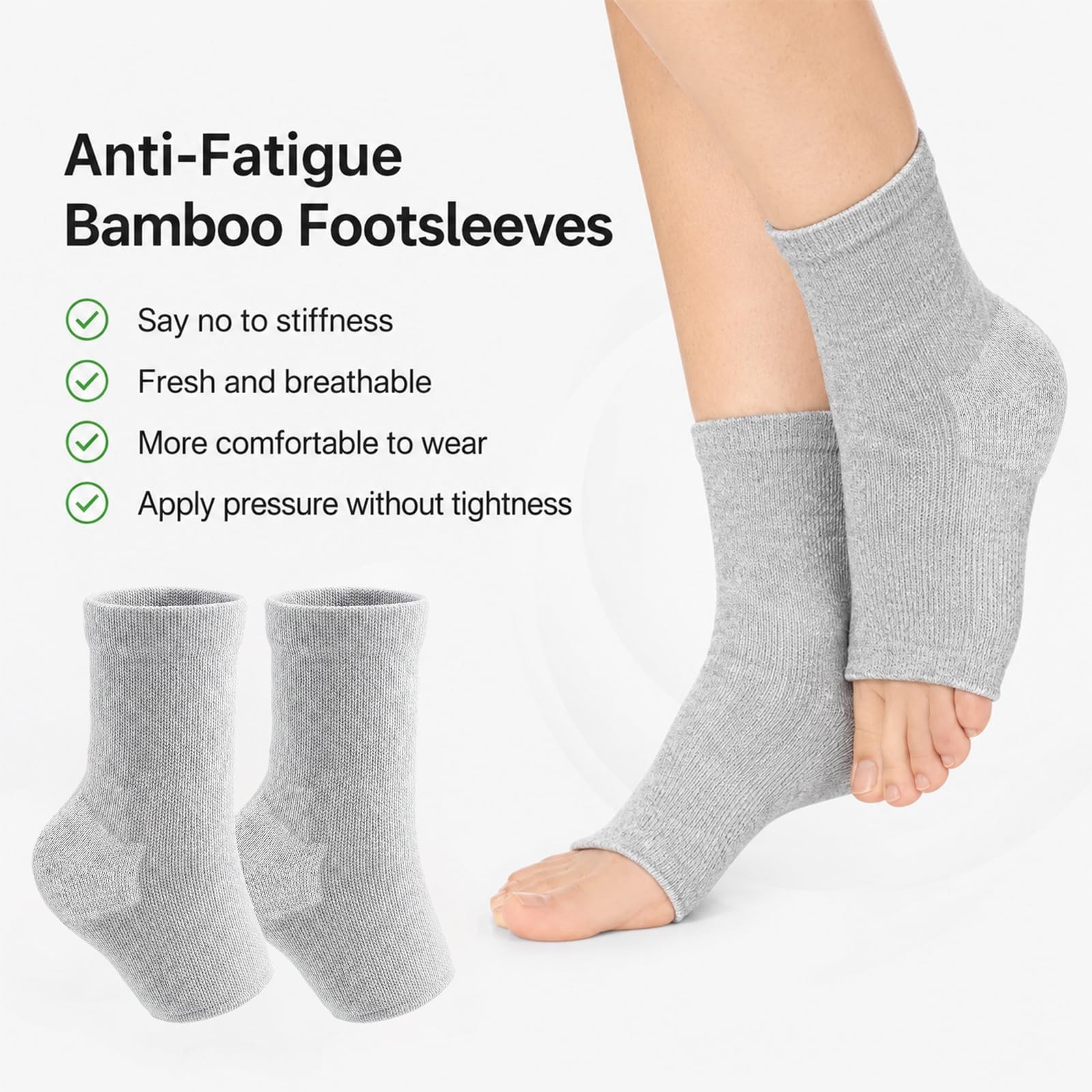Compression Ankle Support Sleeves – Bamboo Rayon Foot Care Socks for Men & Women