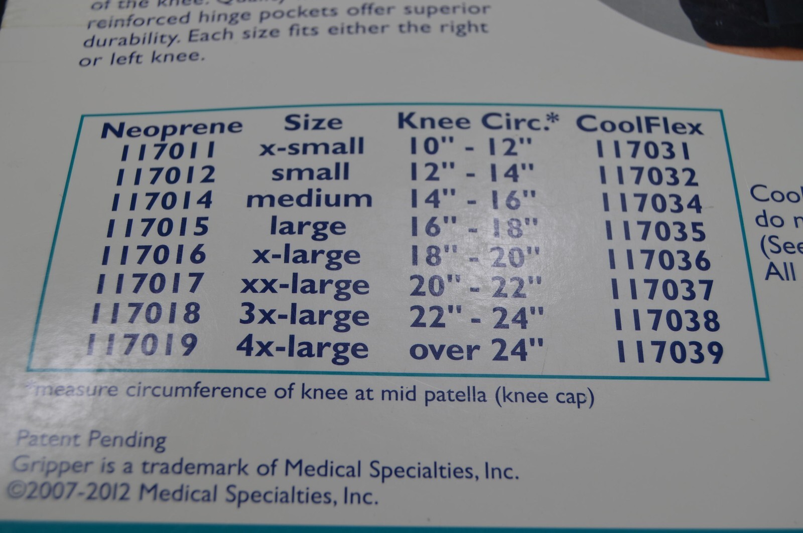 Med Spec Gripper Hinged Knee Brace W/ Coolflex 12″,117039, 5XLarge,New