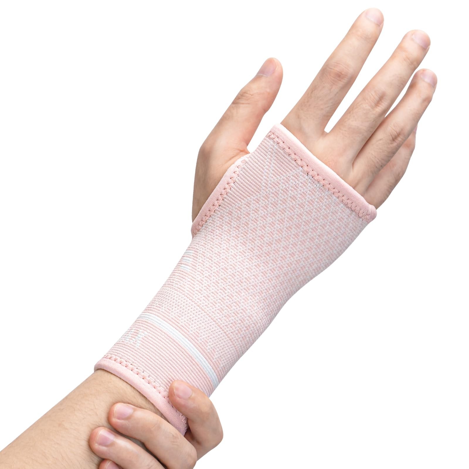 1 Pair Copper Wrist Compression Sleeve Hand Brace Support Arthritis Pink Size M
