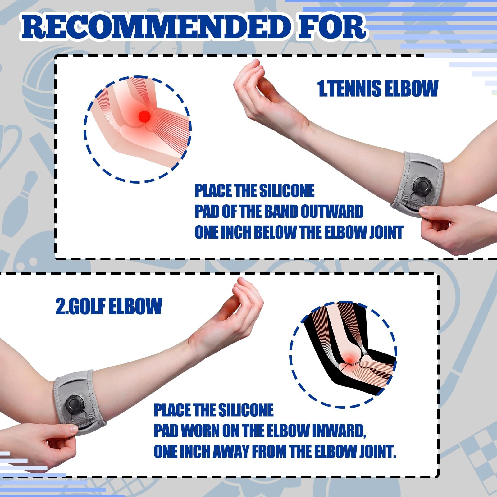 2 Pack Tennis Elbow Brace for Men Women Adjustable Tennis Golfer Elbow Strap …