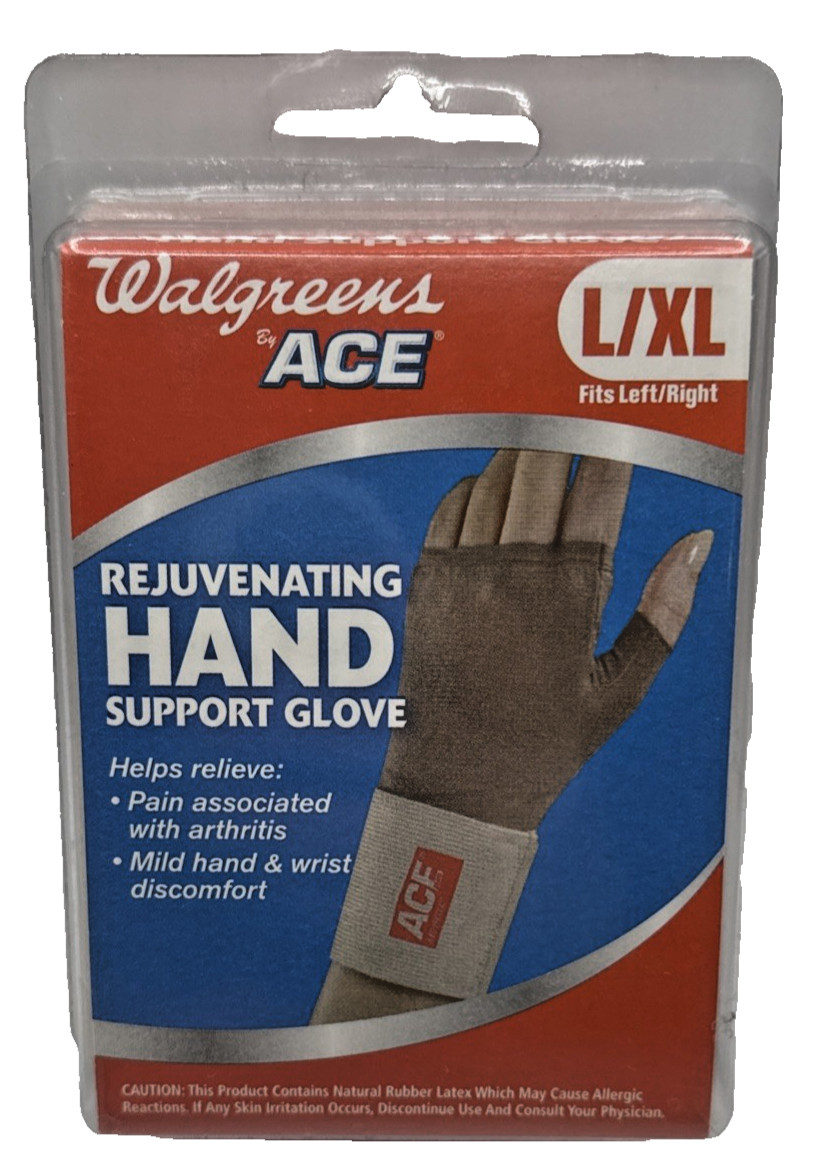 Walgreens ACE Hand Aids Ergonomic Support Gloves Medium Washable Tan