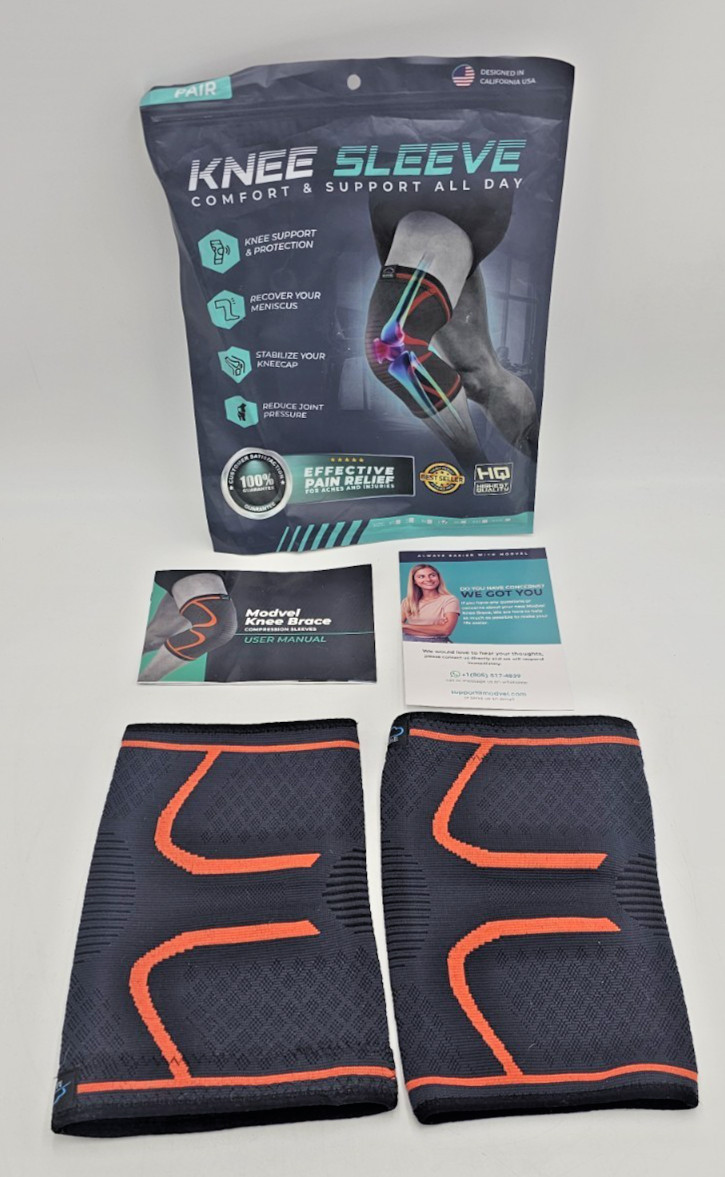 Modvel Knee Sleeve Braces Miniscus Kneecap Joint Pain Relief Support Protection