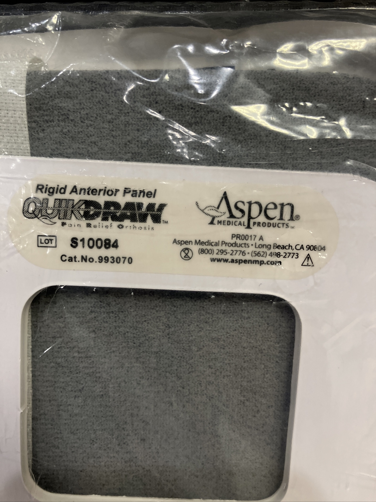 Aspen Medical QUIKDRAW Rigid Anterior Panel 993070 – New In Plastic