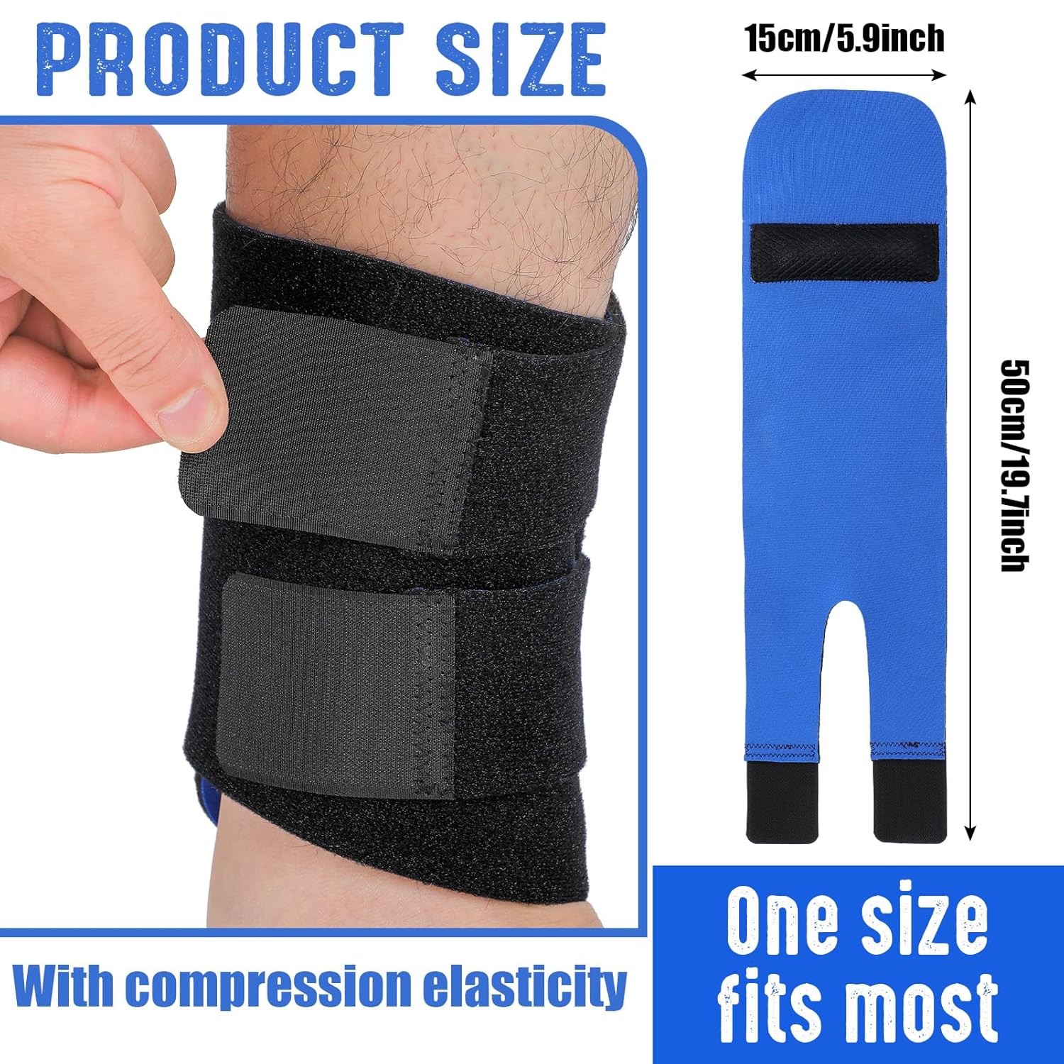 2 Pcs Shin Splint Compression Wraps Adjustable Calf Brace Support Sleeve Black