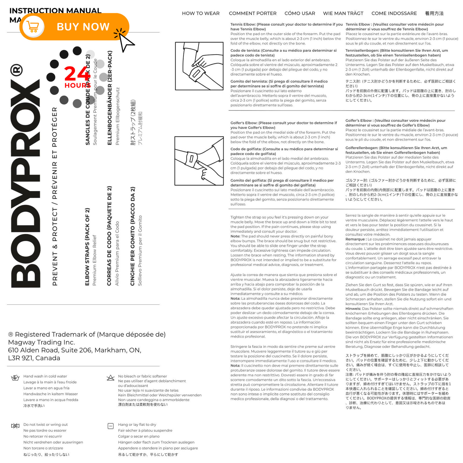 Bodyprox Elbow Brace 2 Pack for Tennis & Golfer’s 2 Count (Pack of 1)