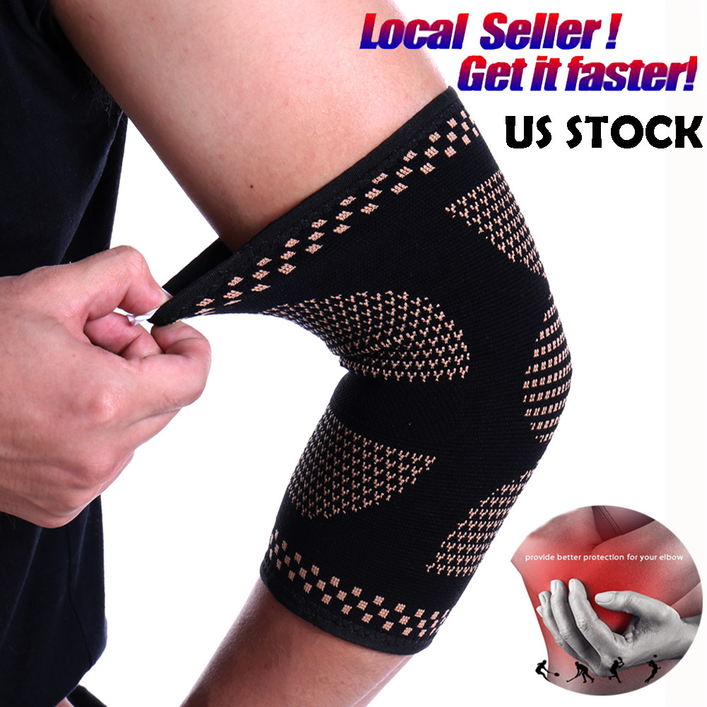 Elbow Support Sleeve Compression Brace Copper Tendinitis Sports Workout Strap US