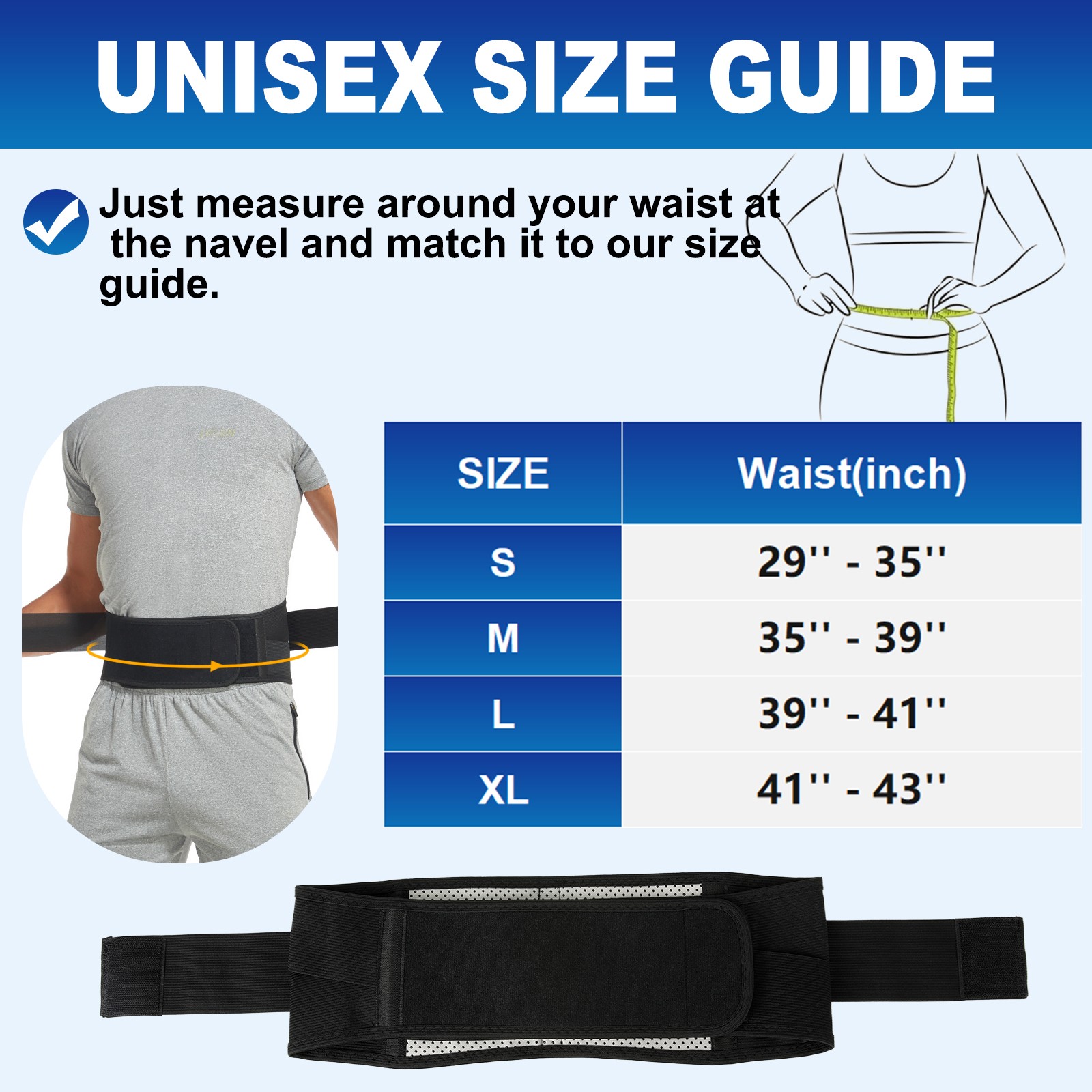 Magnetic Self Heating Back Support Brace Lumbar Orthotics Waist Belt Pain Relief