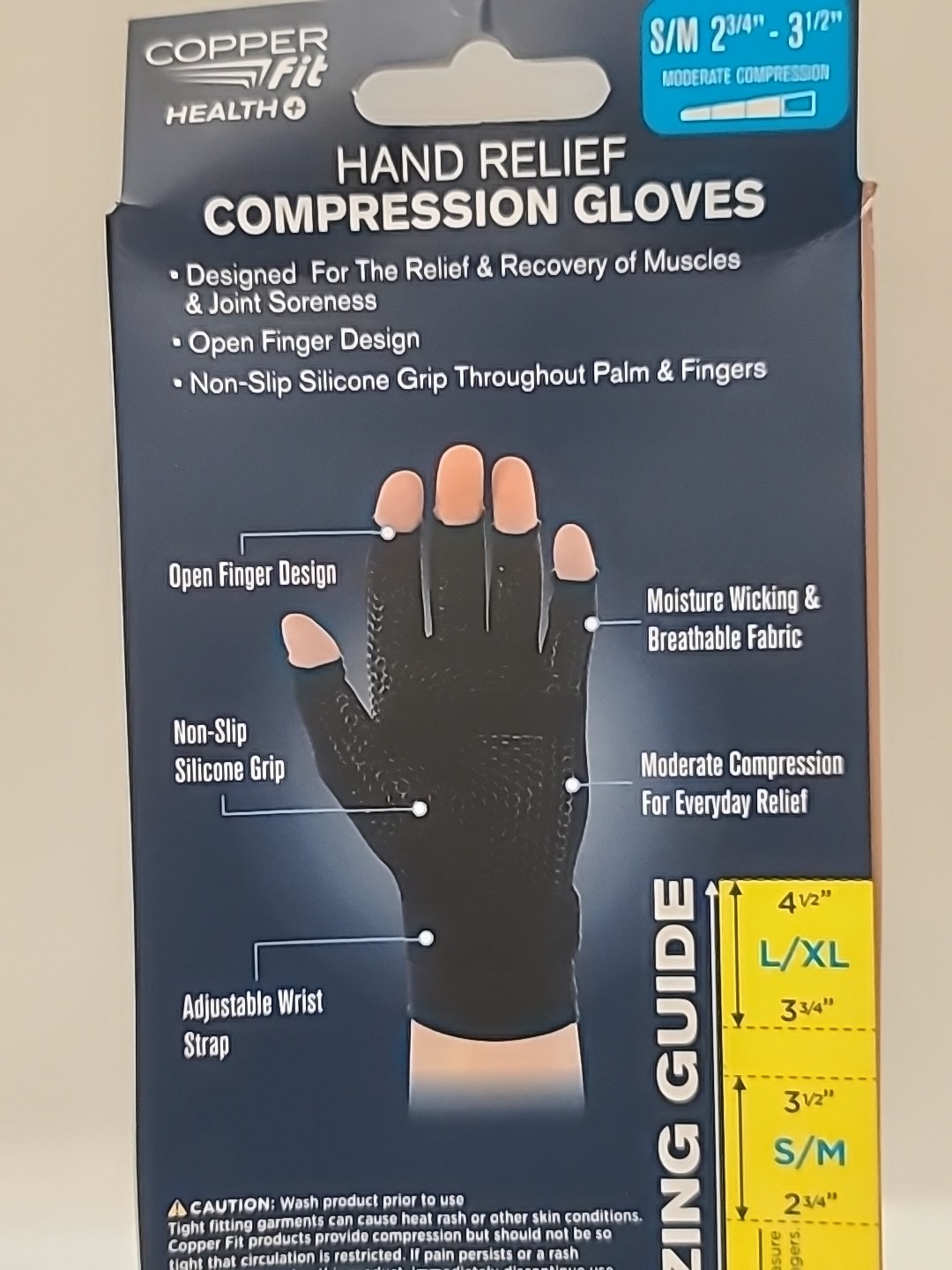 ( LOT OF 2 ) Copper Fit COMPRESSION GLOVES • HAND RELIEF • 1 PAIR S/M Unisex