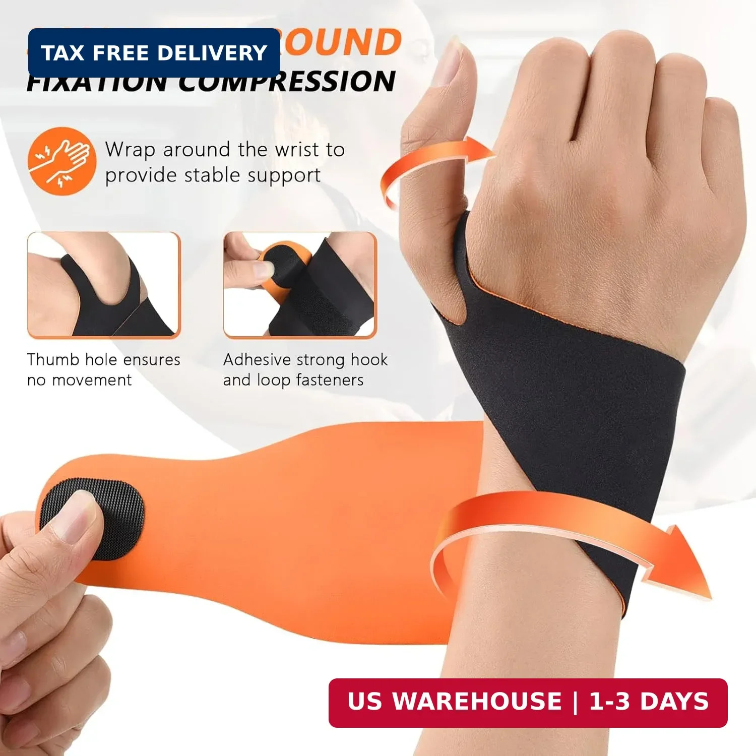 2PCS Ulnar Wrist Brace for Right & Left Hand, Ultra-Thin Elastic Wrist Wrap Comp