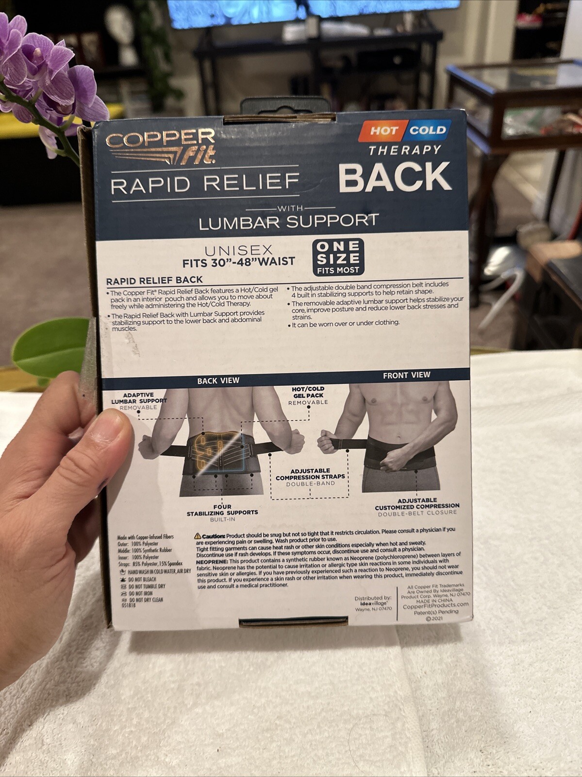 Copper Fit CFRRBK1SZ-001-OS Back Support Brace – Black MINT