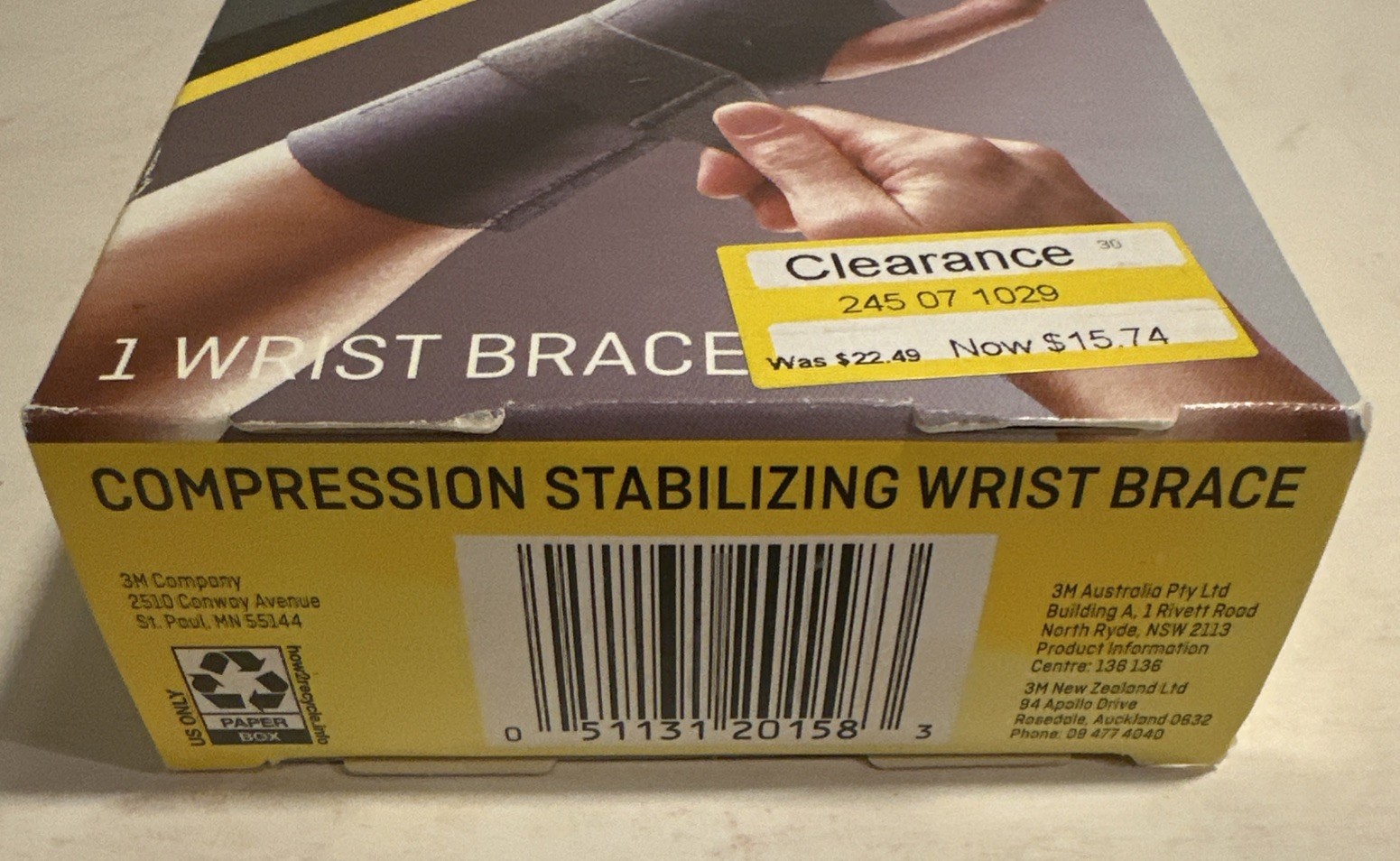 Large X Large Black Orthopedic Wrist Brace Three Straps Adjustable Fit