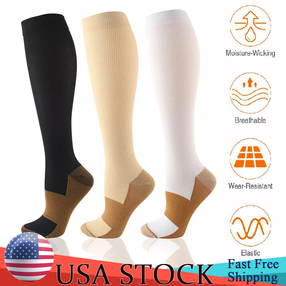 Medical Compression Socks 20-30 Mmhg Knee High Sport Running Fitness Stockings