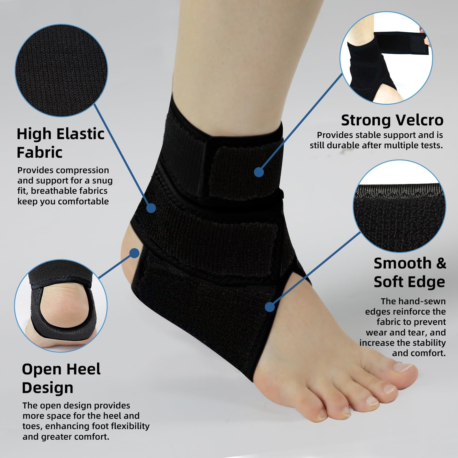 1 PCS Black One Size Ankle Support Brace Adjustable Wrap Stabilizer Foot Pain