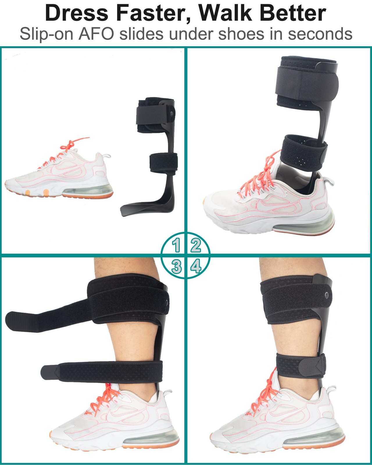 DouHeal AFO Foot Drop Brace, Innovative Half-Foot Design, Medium