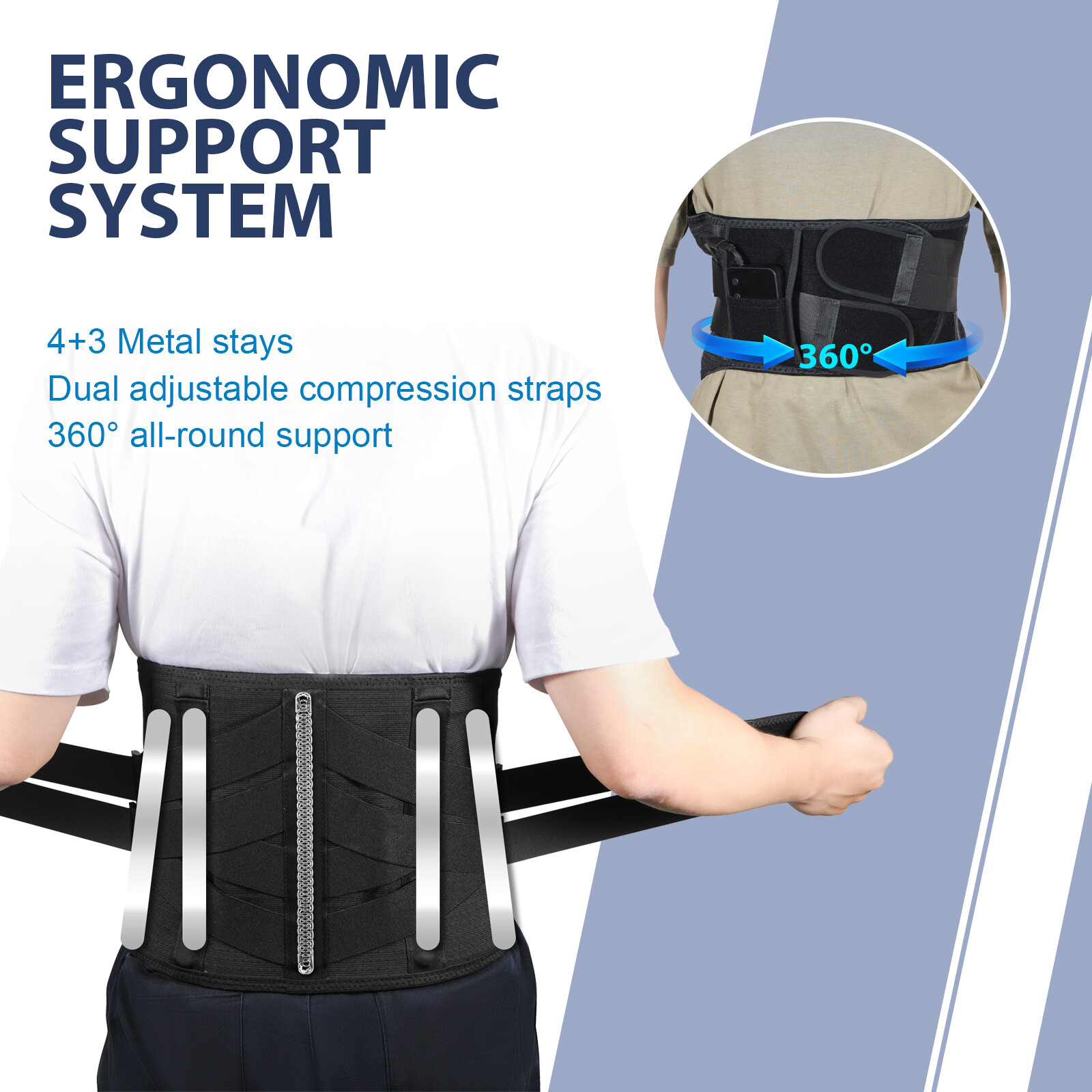 Back Massager Brace Belt with Heat for Lower Back Pain Relief