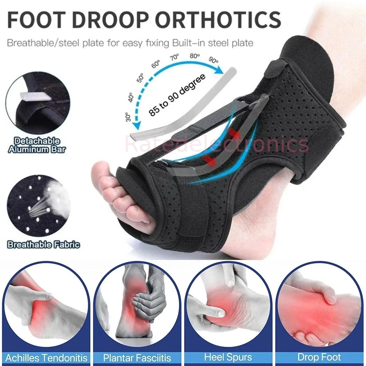 Night Splints Plantar Fasciitis Pain Relief Adjustable Foot Drop Ankle Brace US