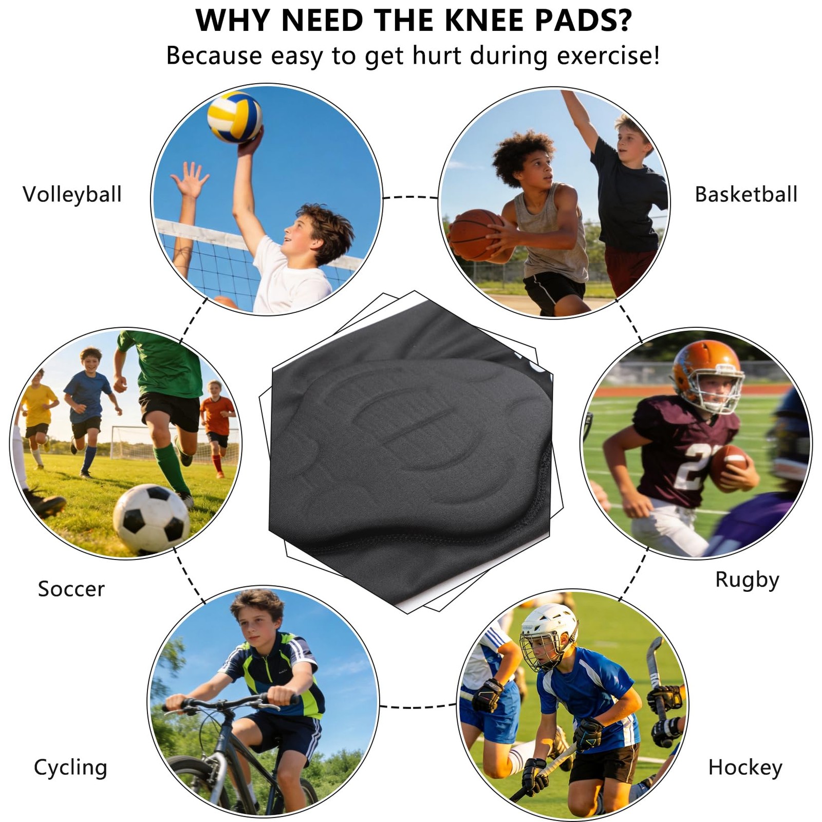 Youth Kid Knee Pads with Shin Guard Pads,13MM Calf Pads Protector, Padded Com…